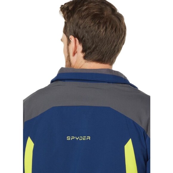 Spyder Blue and Gray Ski Jacket with Yellow Accents - Picture 4 of 16
